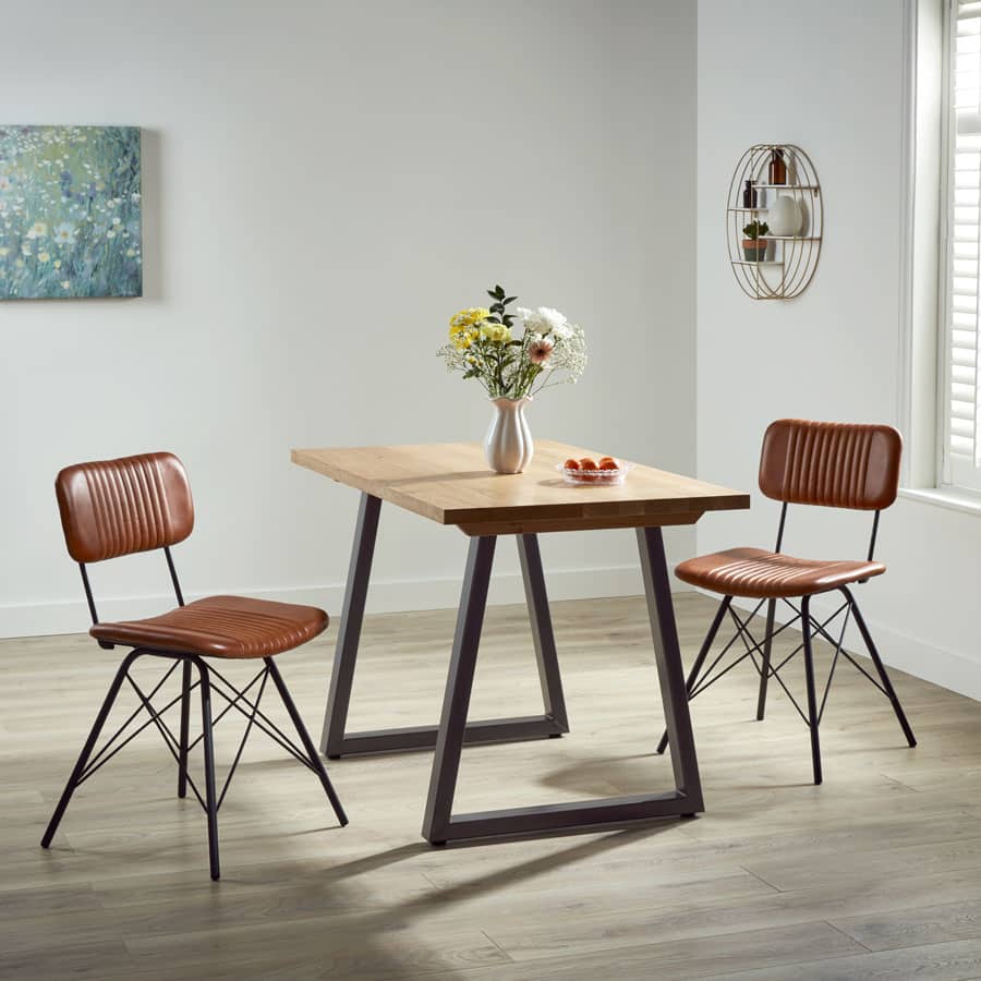 Hardwick “A” Dining Table – Clear Frame with Solid Character Oak Top (1200x700x32mm)